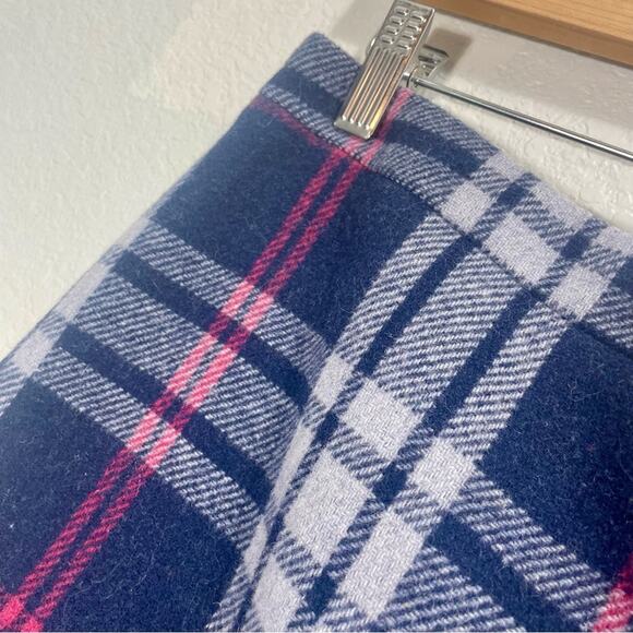 J. Crew Mercantile Navy Blue Plaid Double Serge Ruffle Wool Mini Skirt Size 8 - Picture 6 of 9